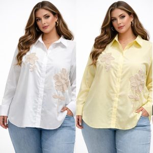 camisa con flor bordada